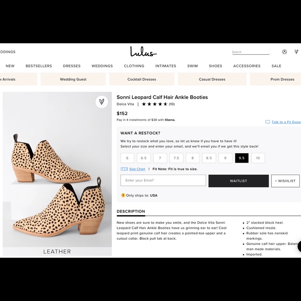 Size 9.5 Dolce Vida leopard booties